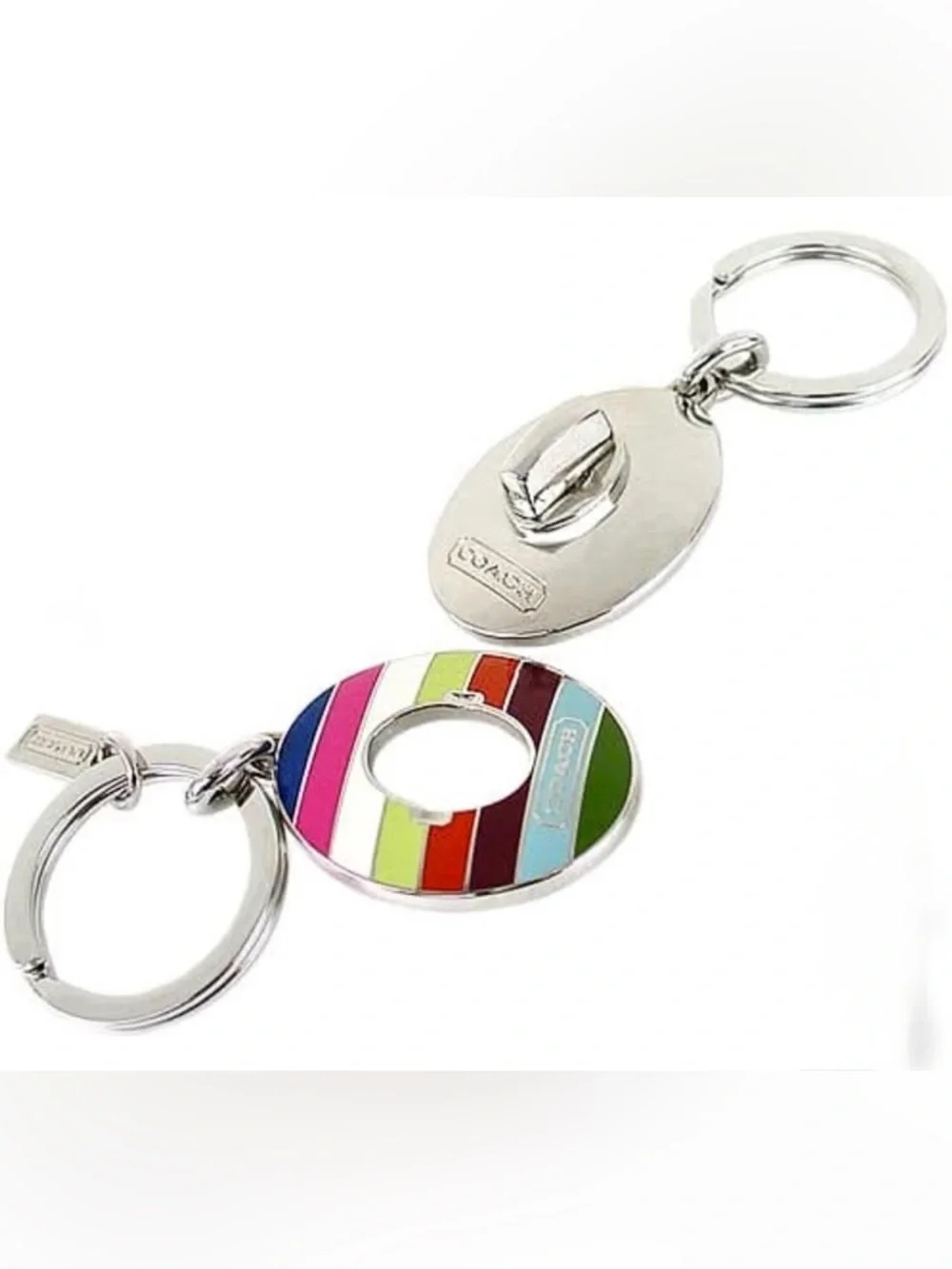 Coach Legacy Y2K Oval Turnlock fob double valet keychain bag charm - like New - Picture 2 of 6